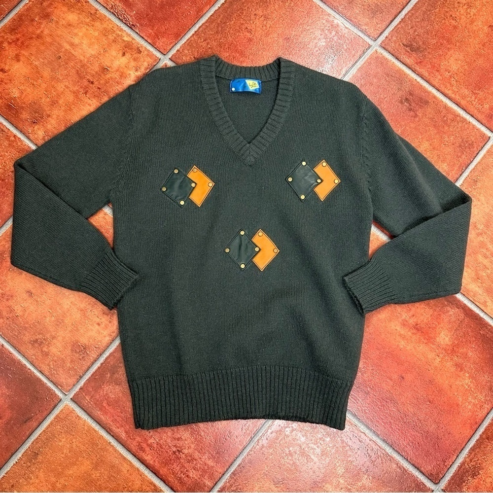 Vintage Leather Patch We Mens Sweater